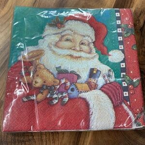 Vintage Santa Christmas Beverage Napkins Paper Art Decoupage Yuletide Cheer Vtg